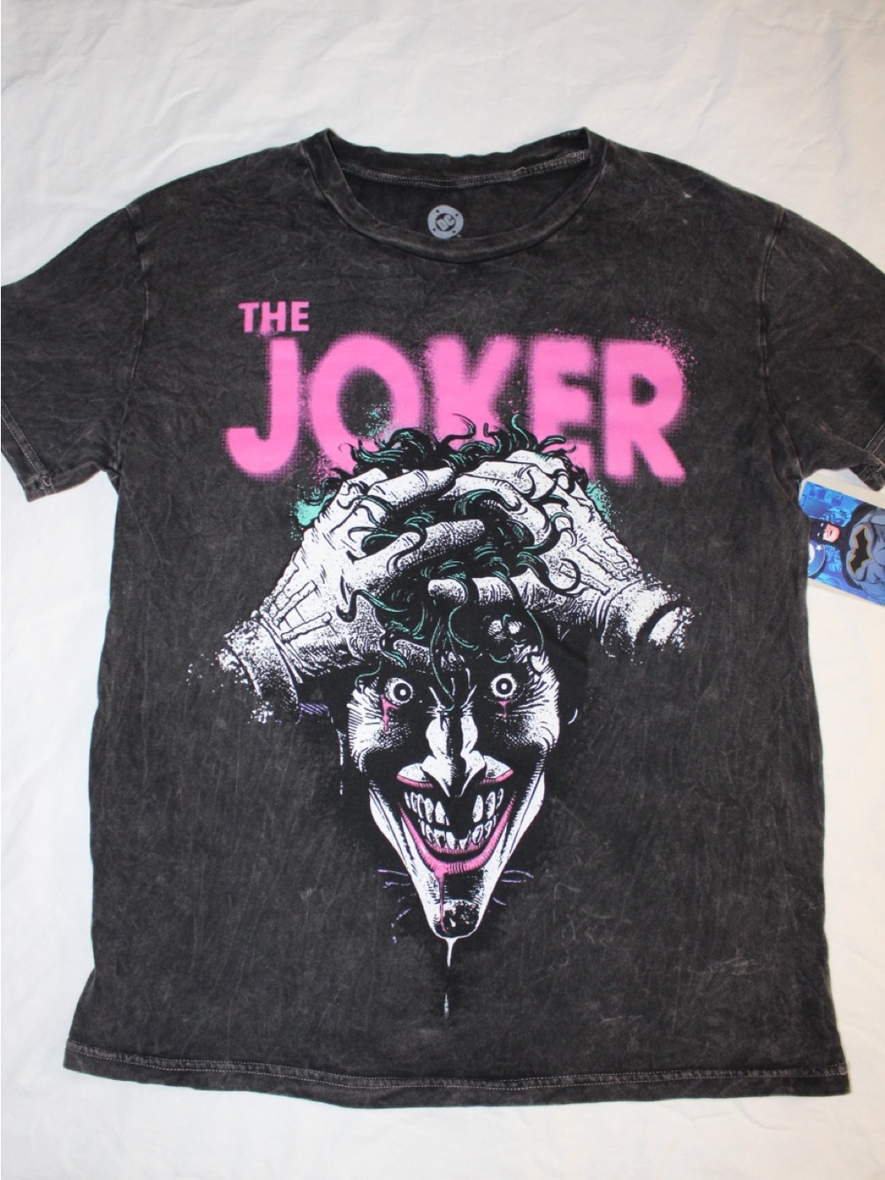 DC The Joker Graphic Tee in Black with Pink Logo